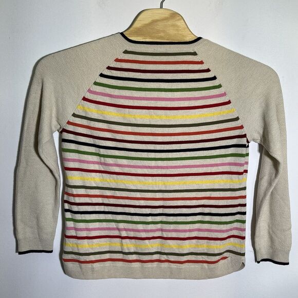 Talbots Womens XLP Lambswool Blend Rainbow Stripe Button Shoulder Sweater - Picture 4 of 6